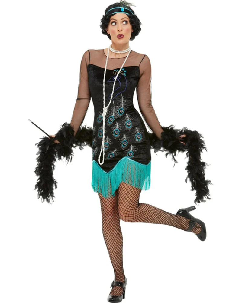 20s Peacock Fringe Flapper Womens Costume - Image 2