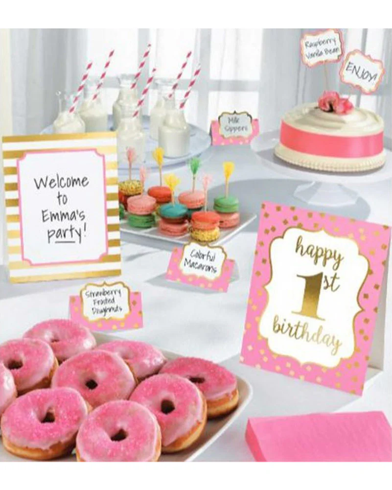 1st Birthday Girl Buffet Decorating Kit Pack of 12 - Image 7