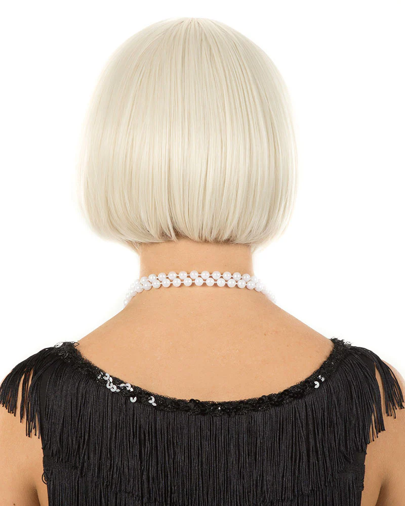 20s Flapper Deluxe Platinum Blonde Bob Wig - Image 3