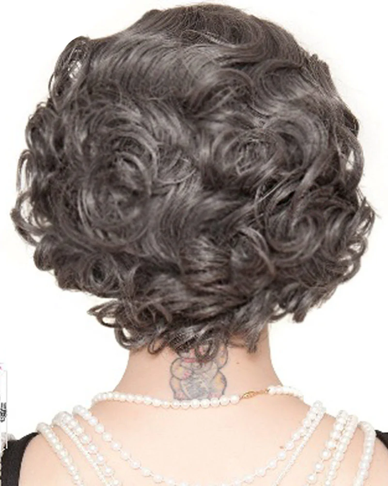 20s Flapper Finger Wave Premium Short Grey Wig - Image 2