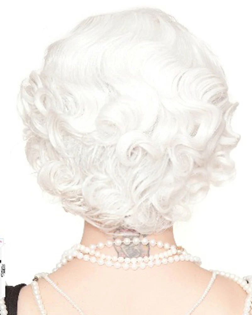 20s Flapper Finger Wave Premium Short White Wig - Image 2