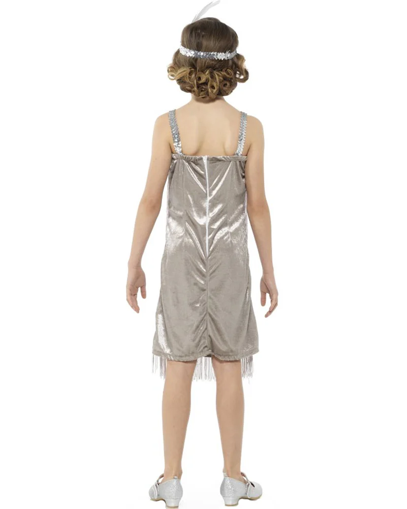 20s Silver Flapper Girls Costume - Image 4