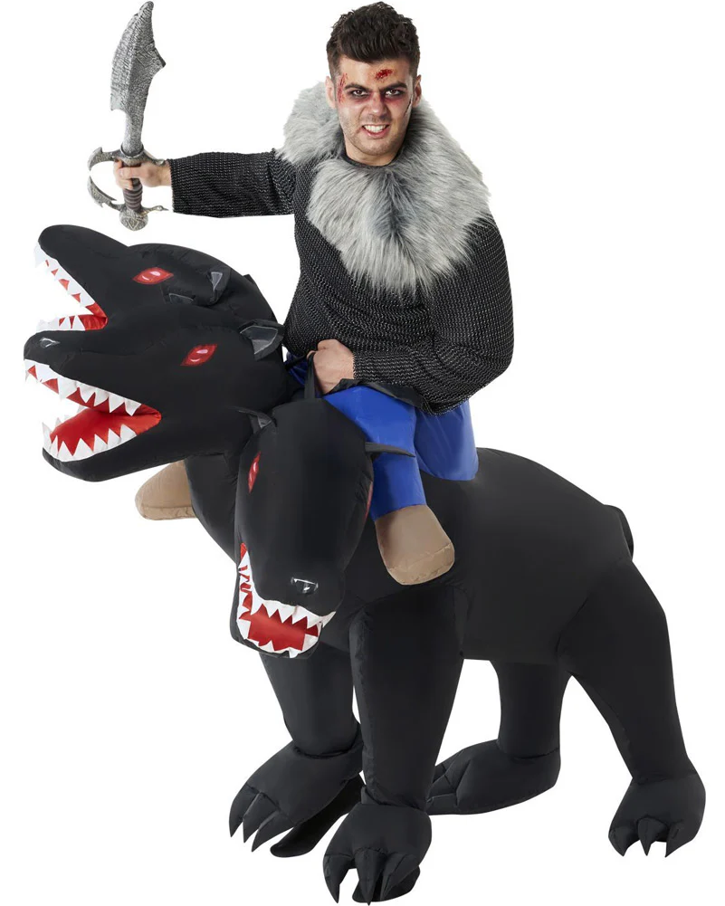 3 Headed Dog Ride On Inflatable Adult Costume