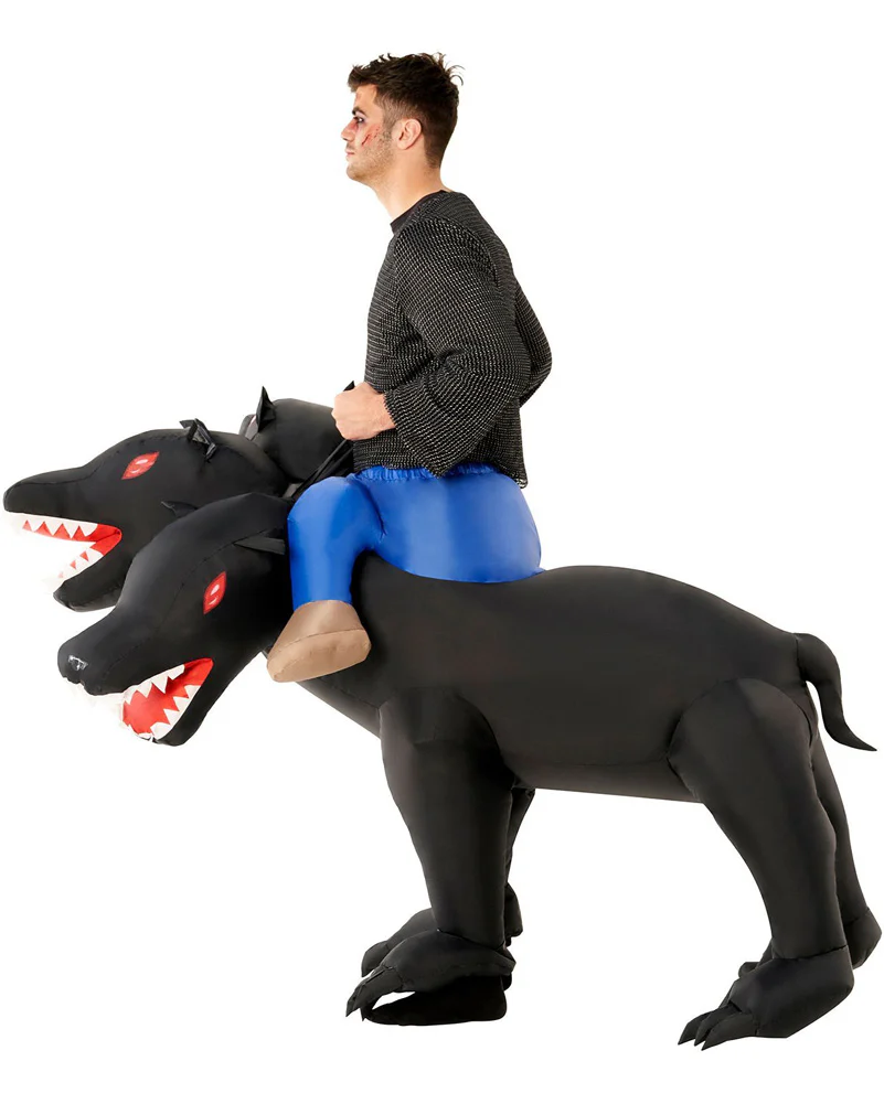 3 Headed Dog Ride On Inflatable Adult Costume - Image 3