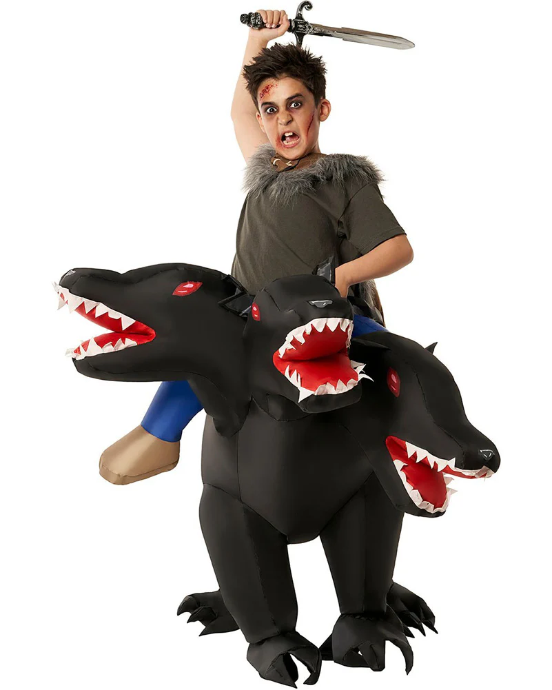 3 Headed Dog Ride On Inflatable Kids Costume - Image 2
