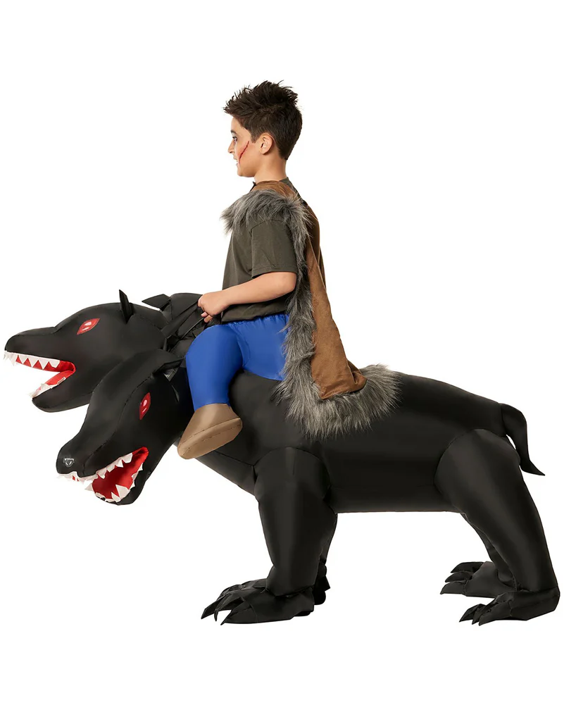 3 Headed Dog Ride On Inflatable Kids Costume - Image 3
