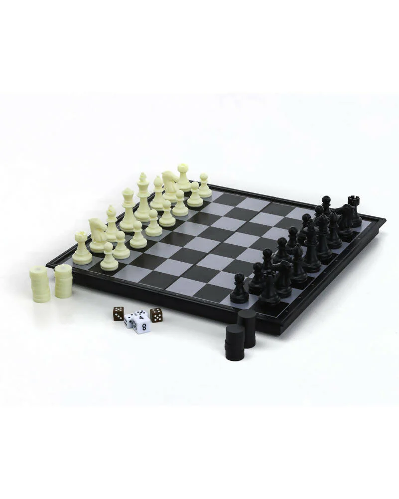 3 in 1 Magnetic Chess Checkers and Backgammon Foldable Board - Image 2
