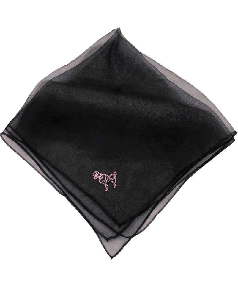 50s Black Chiffon Poodle Scarf