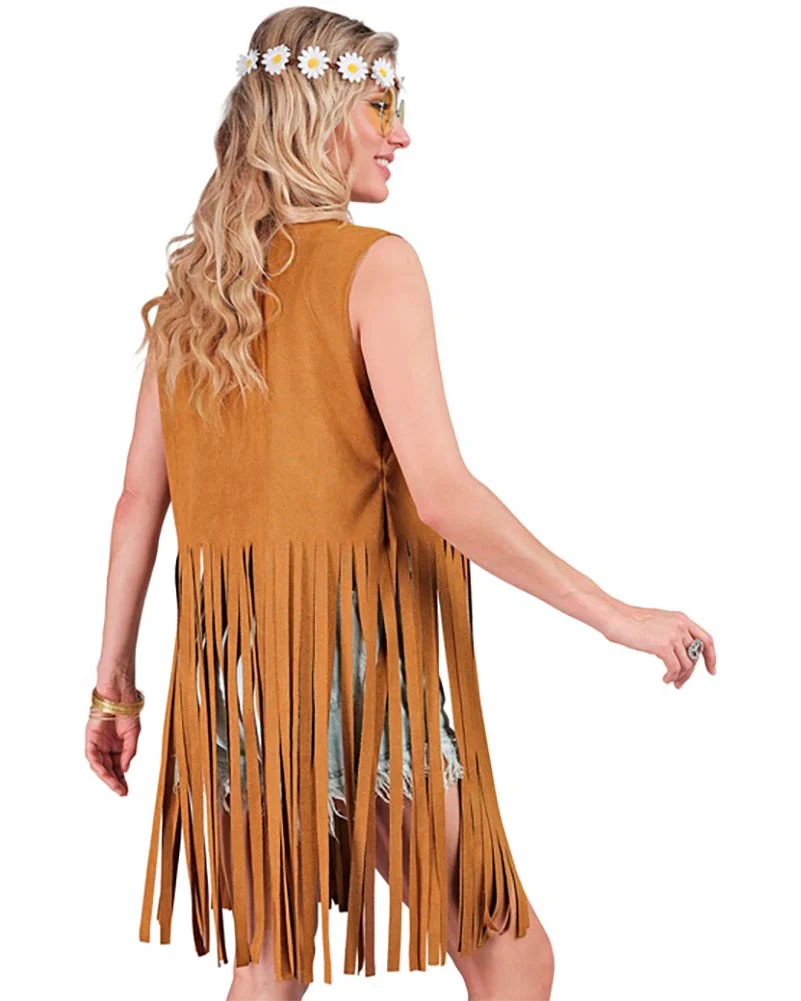 60s Brown Hippie Womens Vest - Image 3