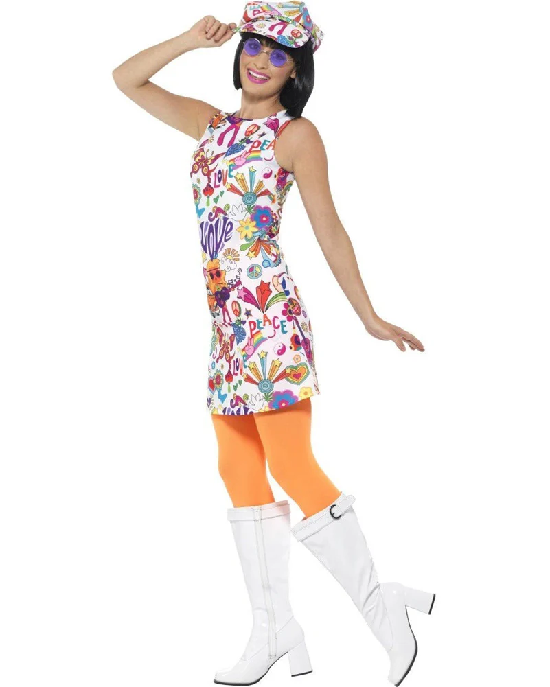 60s Groovy Chick Womens Plus Size Costume - Image 2