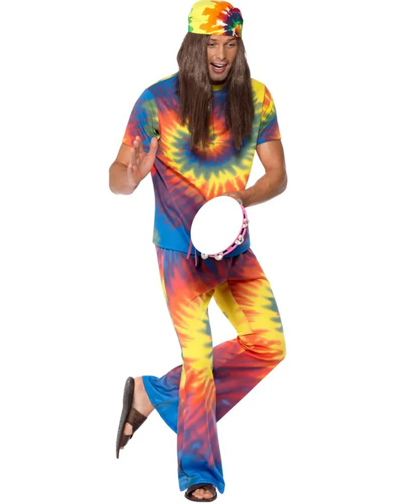 60s Rainbow Tie Dye Mens Costume - Image 2