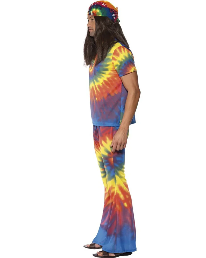 60s Rainbow Tie Dye Mens Costume - Image 4