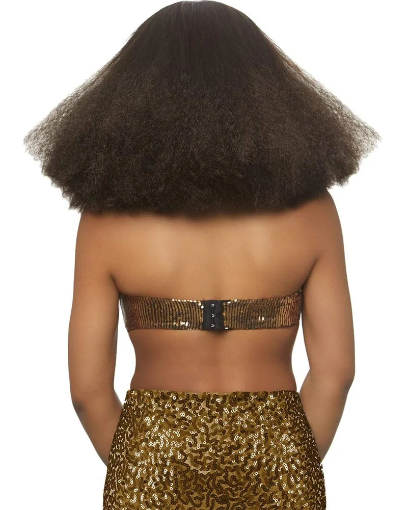 70s Disco Diva Crimped Brown Wig - Image 3