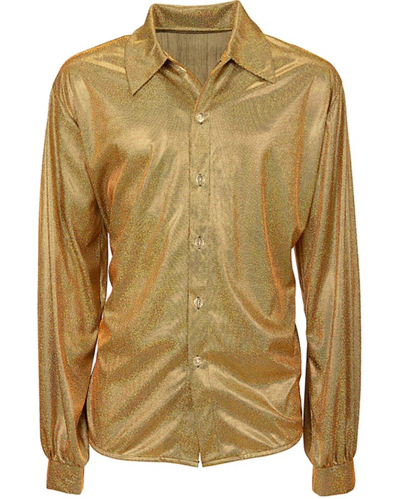70s Disco Gold Mens Shirt - Image 3