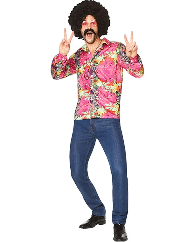 70s Flower Power Mens Shirt - Image 2