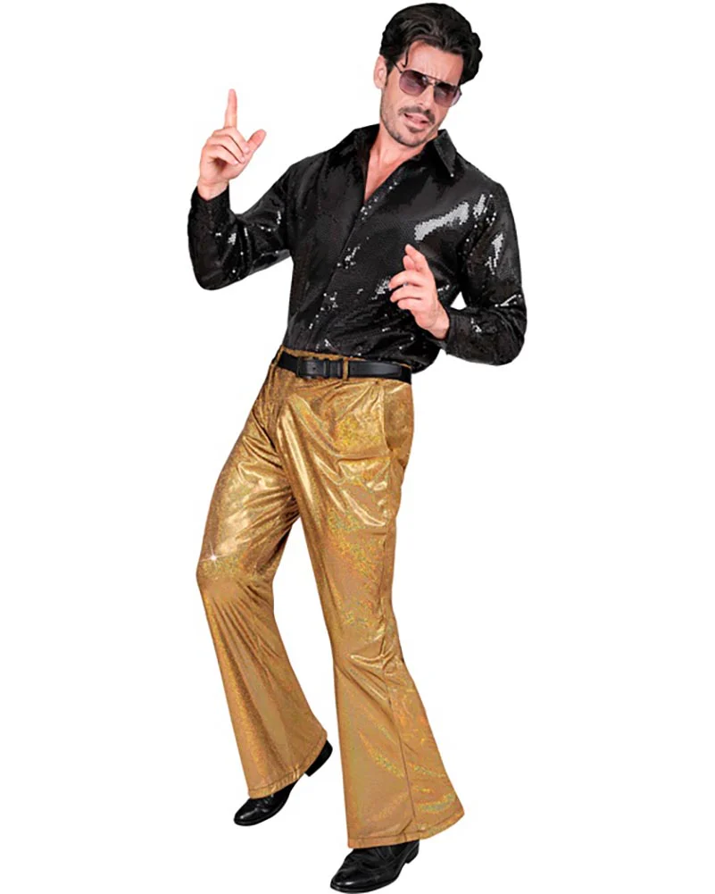 70s Gold Disco Mens Pants - Image 2