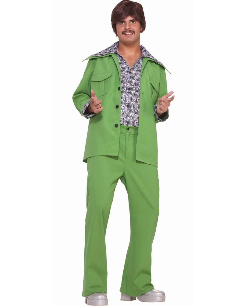 70s Green Suit Mens Costume - Image 4