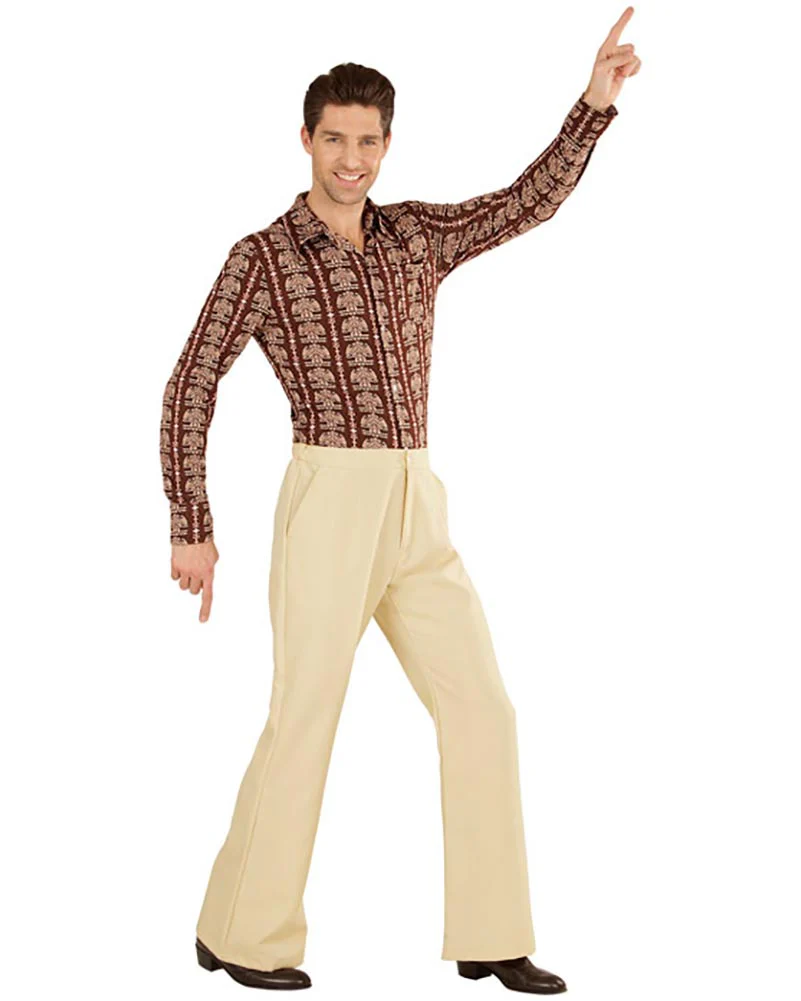 70s Groovy Beige Mens Pants - Image 4