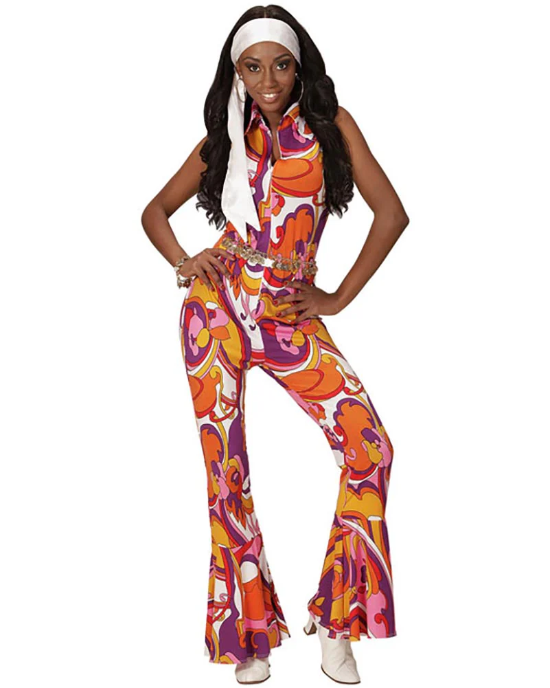 70s Groovy Orchid Womens Jumpsuit - Image 3
