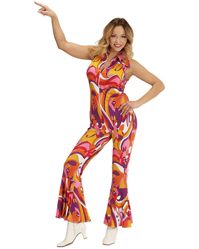 70s Groovy Orchid Womens Jumpsuit - Image 4