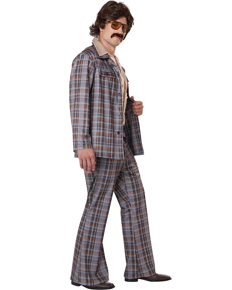 70s Plaid Stallion Leisure Suit Mens Costume - Image 3