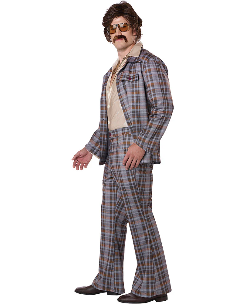 70s Plaid Stallion Leisure Suit Mens Costume - Image 4