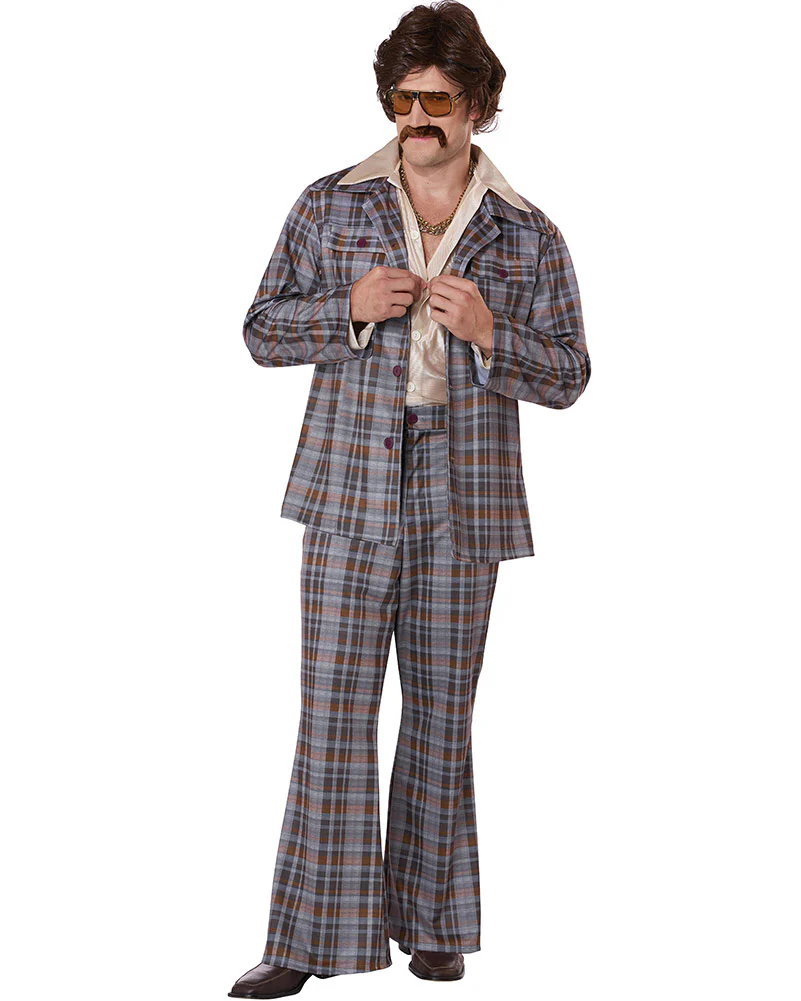 70s Plaid Stallion Leisure Suit Mens Costume - Image 6
