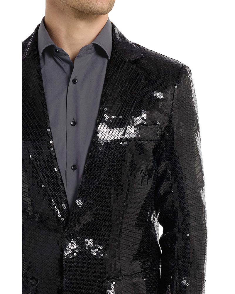 70s Sequins Black Mens Suitmeister Jacket - Image 5