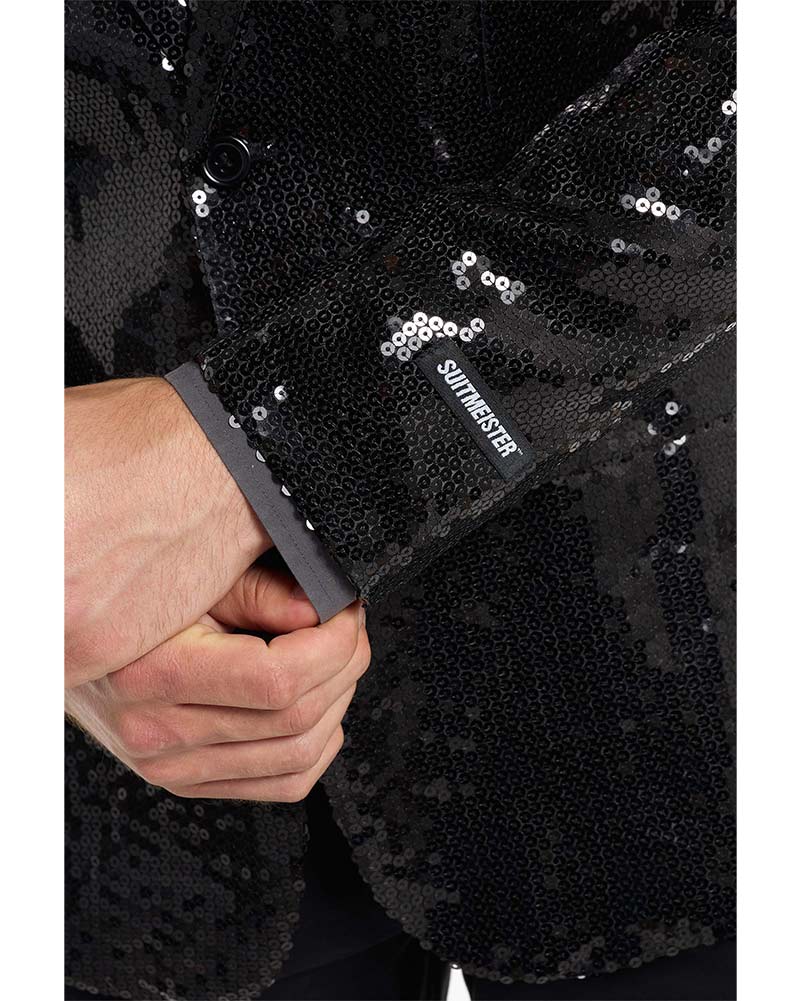 70s Sequins Black Mens Suitmeister Jacket - Image 6