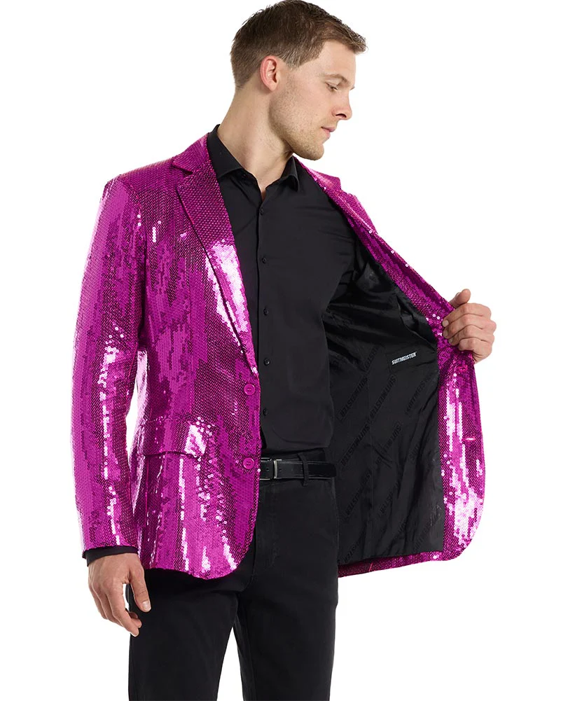 70s Sequins Pink Mens Suitmeister Jacket - Image 4