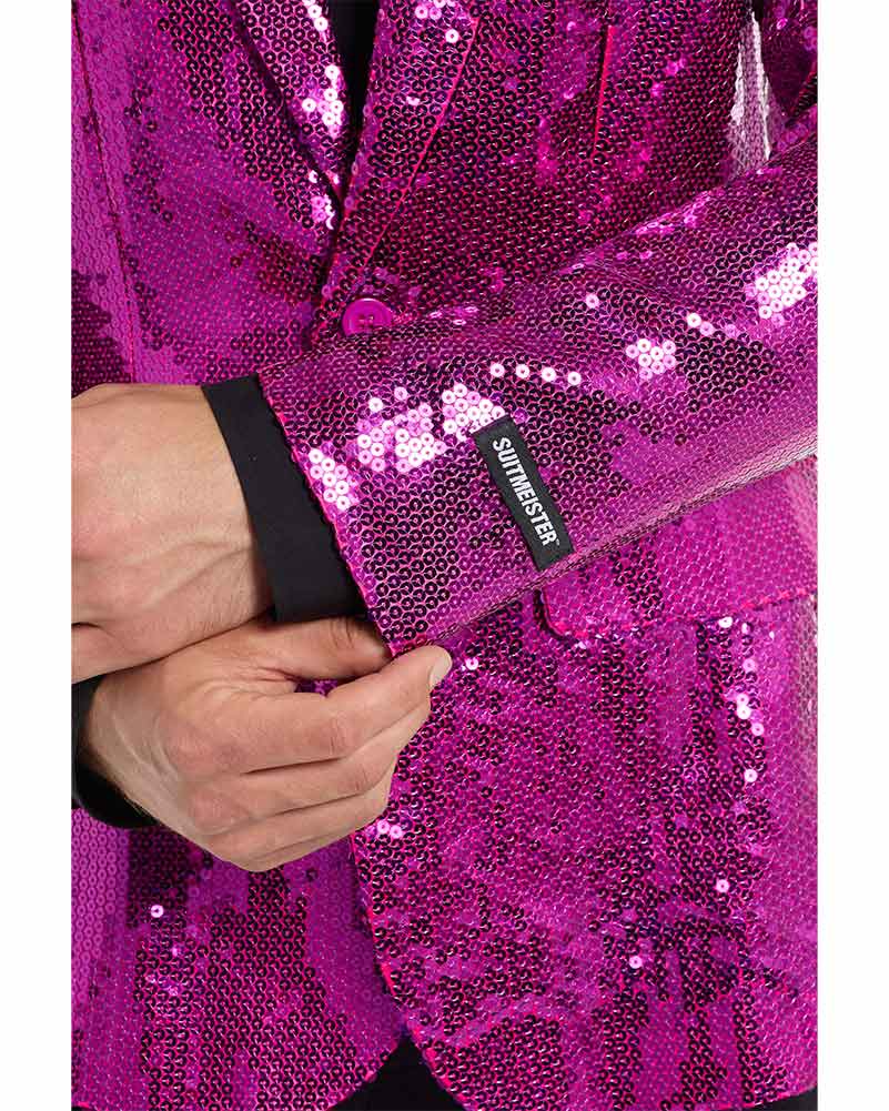 70s Sequins Pink Mens Suitmeister Jacket - Image 6