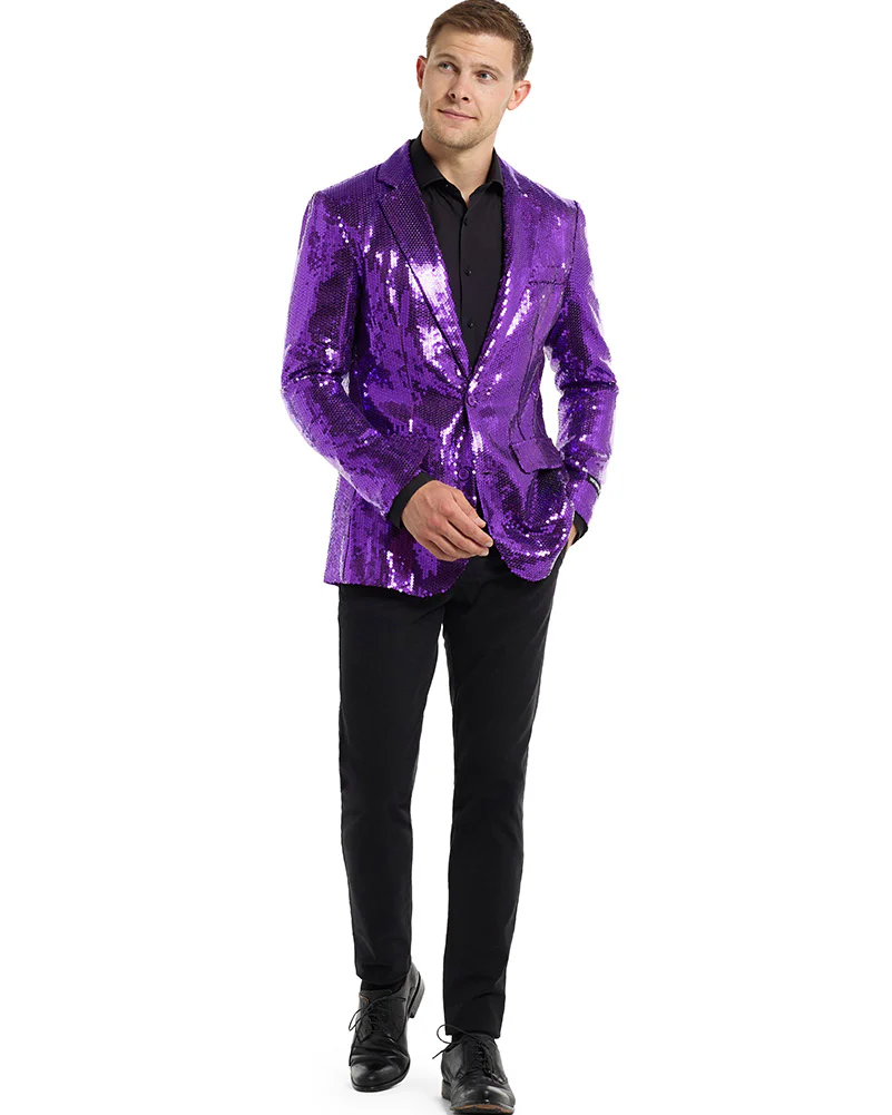 70s Sequins Purple Mens Suitmeister Jacket - Image 2