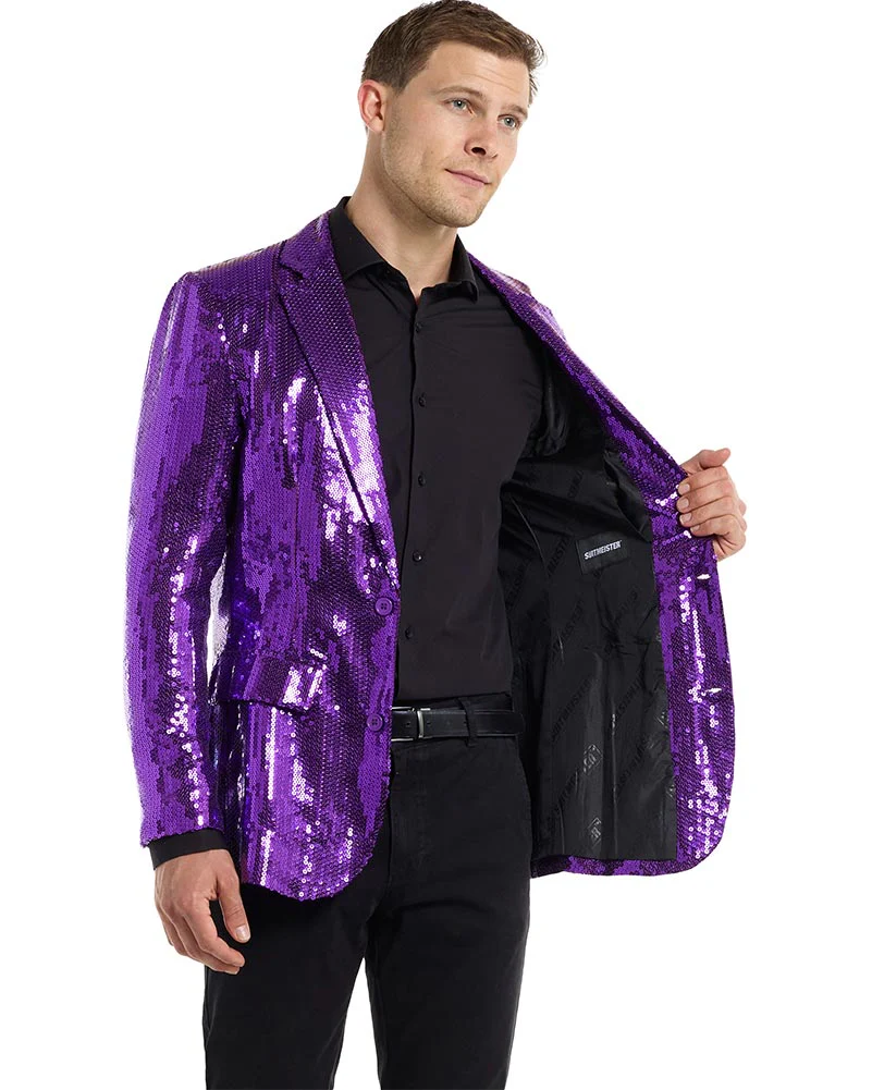 70s Sequins Purple Mens Suitmeister Jacket - Image 4