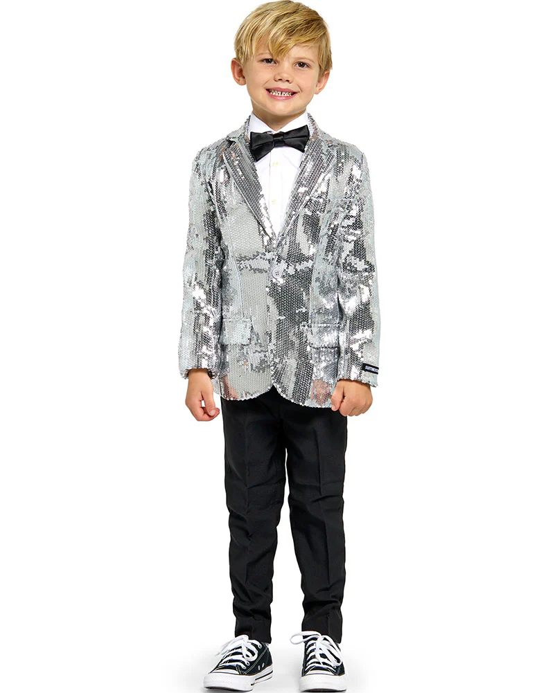 70s Sequins Silver Boys Suitmeister Jacket - Image 4