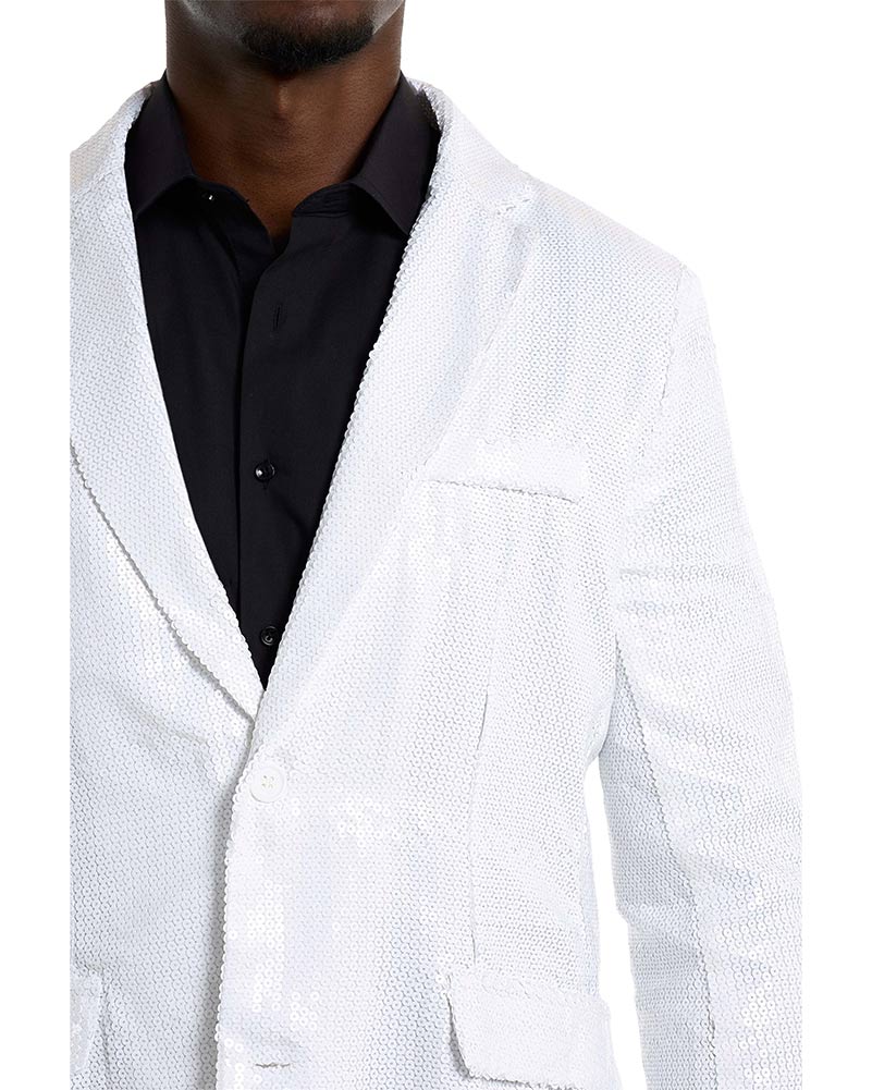 70s Sequins White Mens Suitmeister Jacket - Image 5