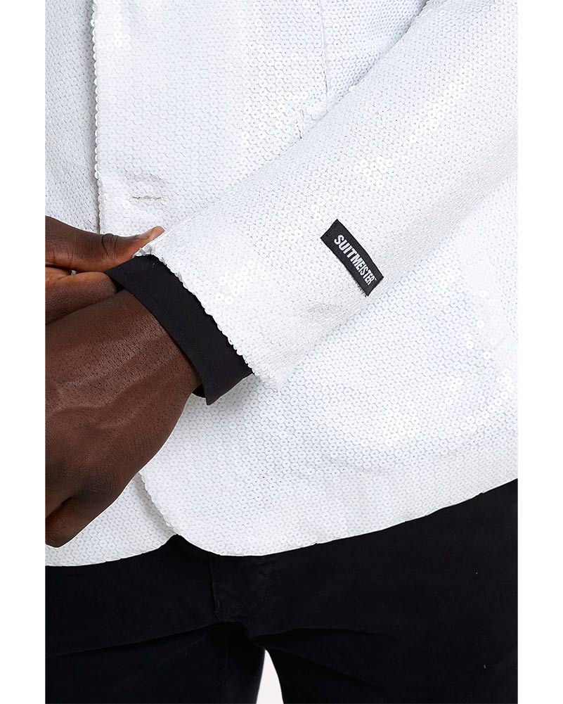 70s Sequins White Mens Suitmeister Jacket - Image 6