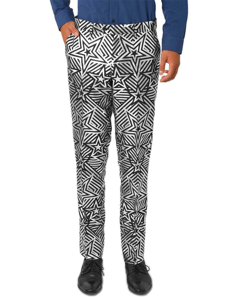 70s Silver Geo Star Opposuit Premium Mens Suit - Image 4