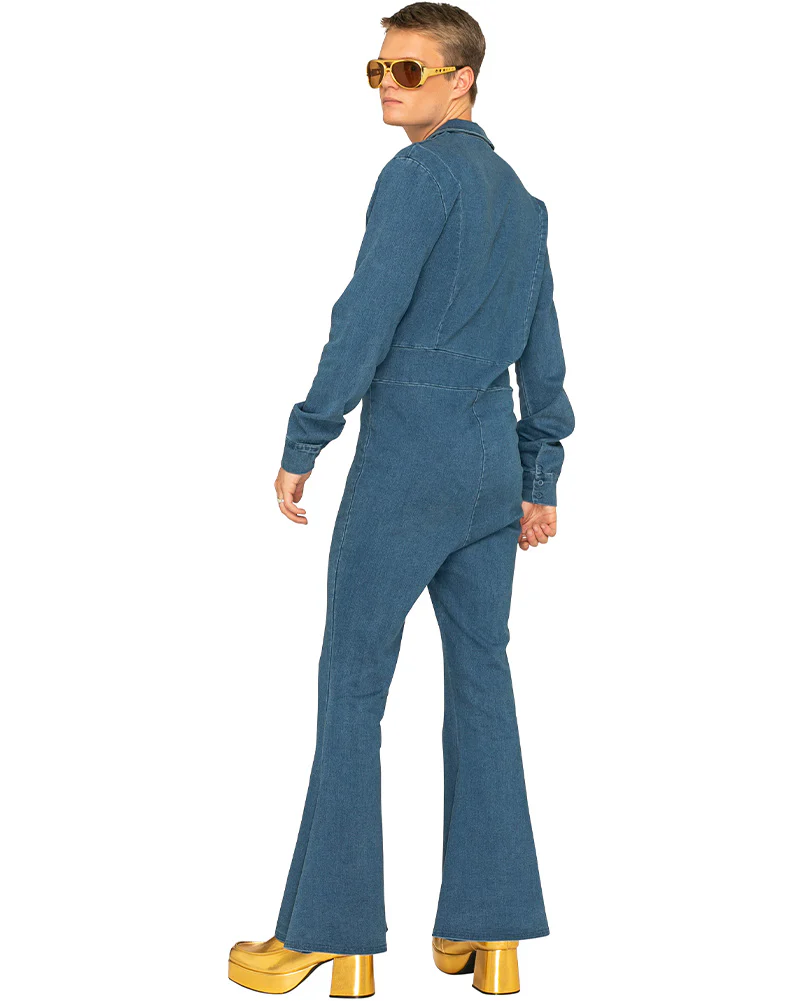 70s Stud Denim Plus Size Mens Jumpsuit - Image 3