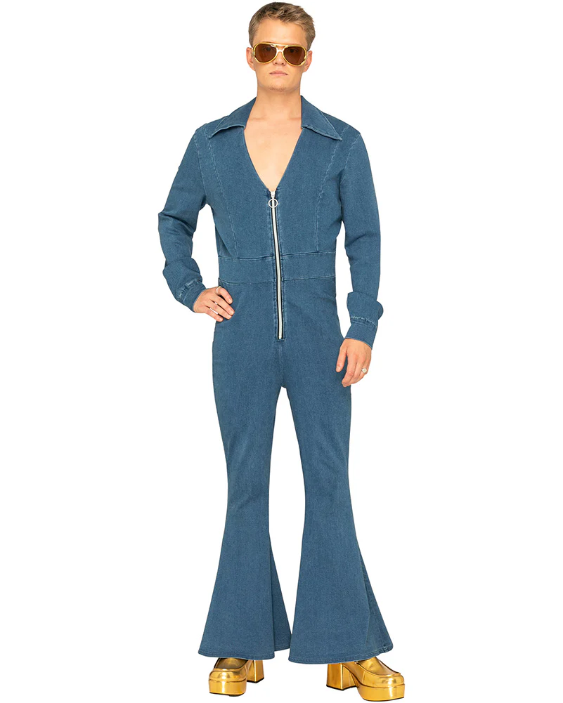 70s Stud Denim Plus Size Mens Jumpsuit - Image 4