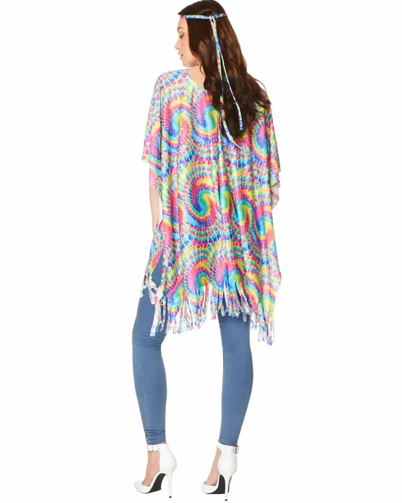 70s Tie Dye Womens Poncho - Image 3