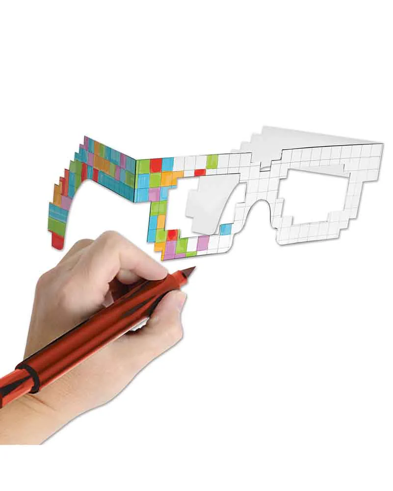 80s 8 Bit Colour Your Own Glasses Pack of 4