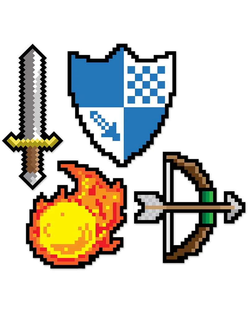 8 Bit Cutouts Pack of 4