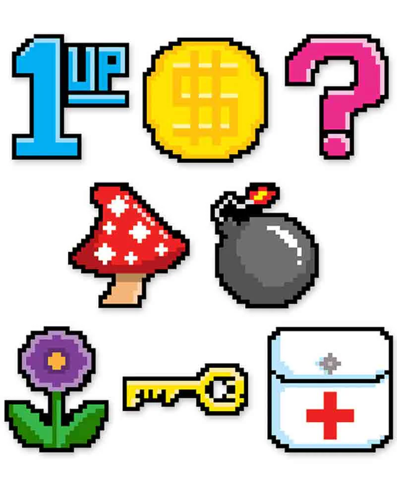 8 Bit Mini Cutouts Pack of 10
