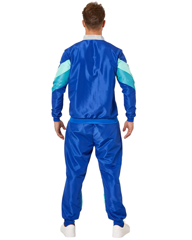 80s Dark Blue Shell Suit Mens Costume - Image 3