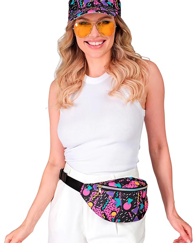 80s Funky Black Visor and Bumbag Set - Image 5