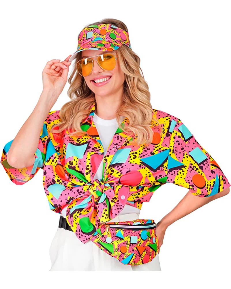 80s Funky Pink Visor and Bumbag Set - Image 4