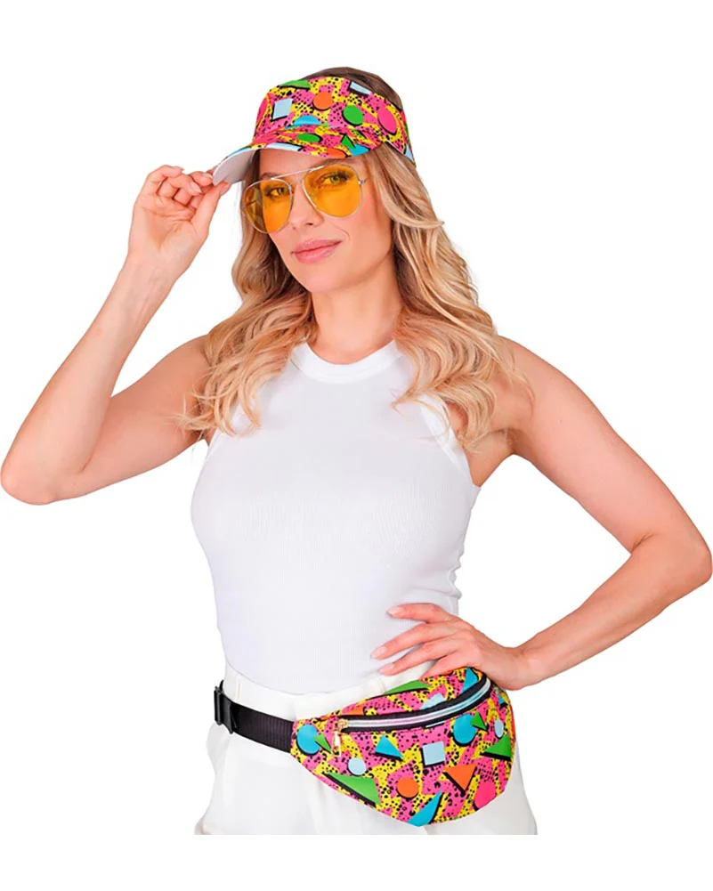 80s Funky Pink Visor and Bumbag Set - Image 5