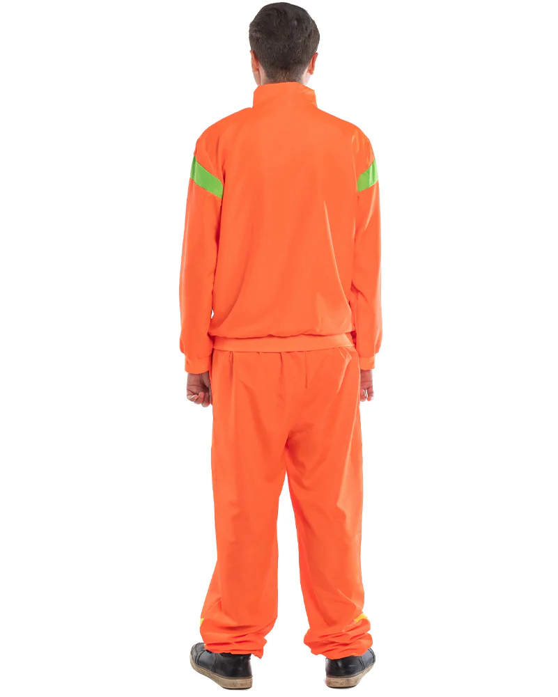 80s Neon Orange Shell Suit Mens Costume - Image 4