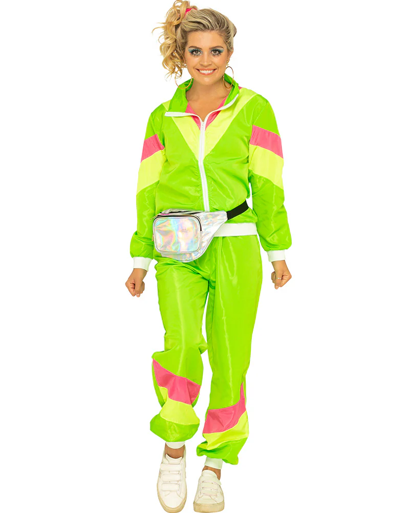 80s Neon Tracksuit Womens Costume - Image 3