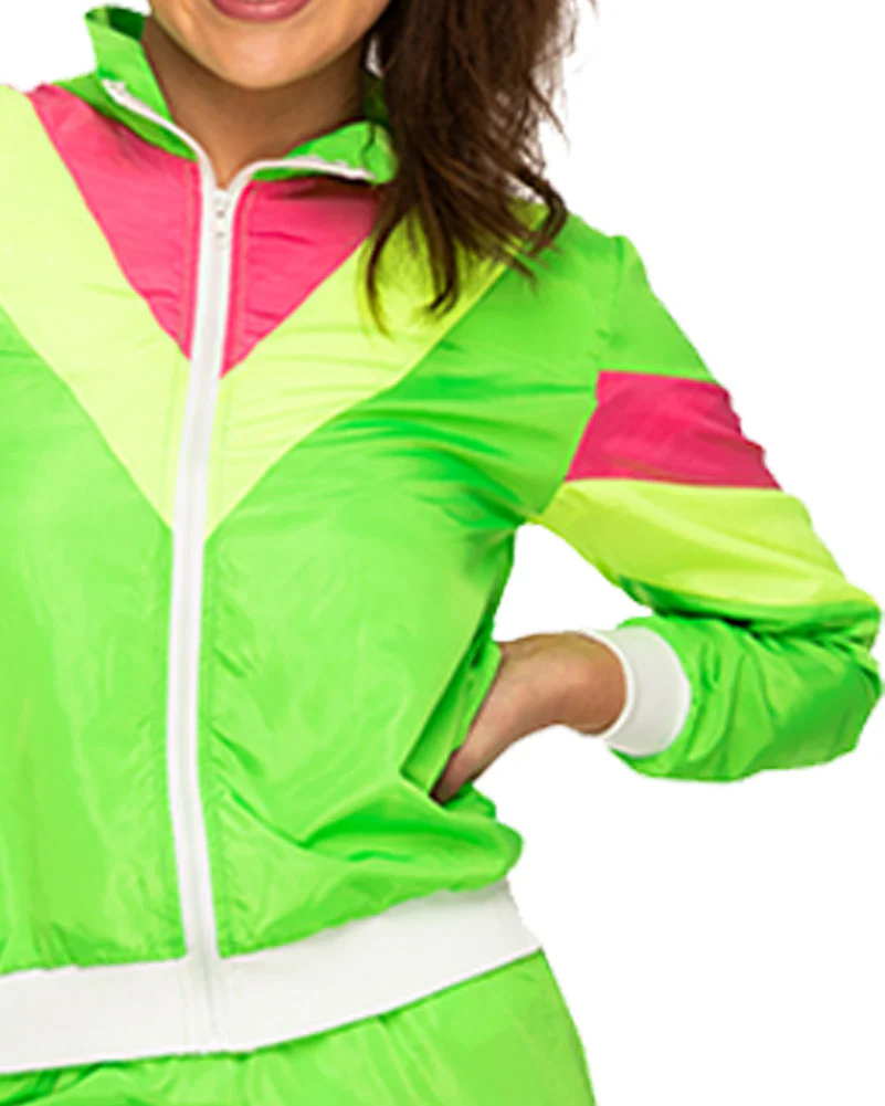 80s Neon Tracksuit Womens Costume - Image 4